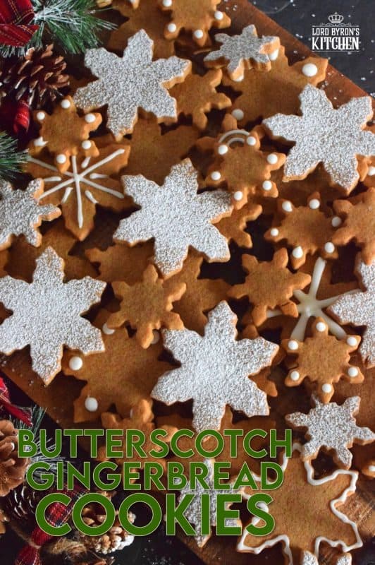 Everyone loves gingerbread. And, everyone loves butterscotch. So, why not combine the two flavours into these beautifully delicious Butterscotch Gingerbread Cookies!? Break out your favourite cookie cutters; it's time to bake! #gingerbread #butterscotch #christmas #holiday #baking #cookies