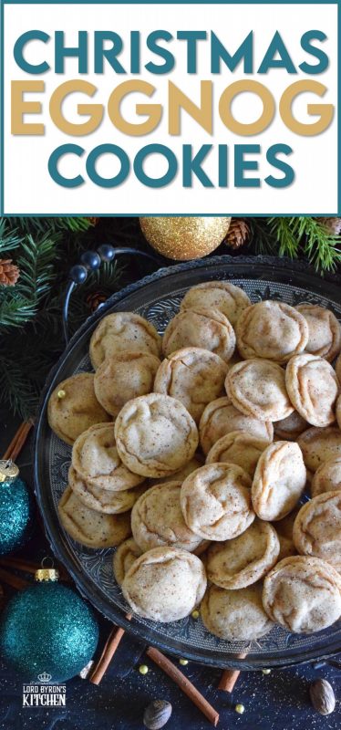 A soft, chewy cookie prepared with eggnog and rum. Christmas Eggnog Cookies are loaded with nutmeg too, which makes them taste extra eggnog-y! They aren't too pretty to look at, but they taste marvelous! #eggnog #cookies #christmas #holiday #baking