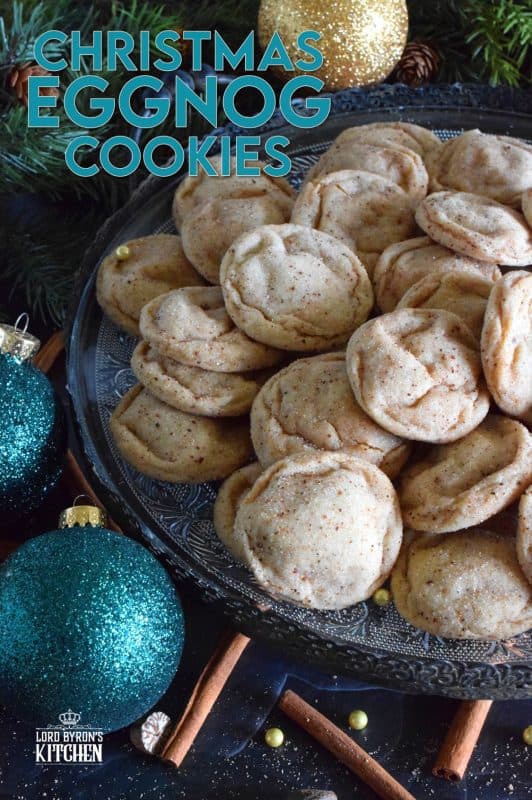 A soft, chewy cookie prepared with eggnog and rum. Christmas Eggnog Cookies are loaded with nutmeg too, which makes them taste extra eggnog-y! They aren't too pretty to look at, but they taste marvelous! #eggnog #cookies #christmas #holiday #baking