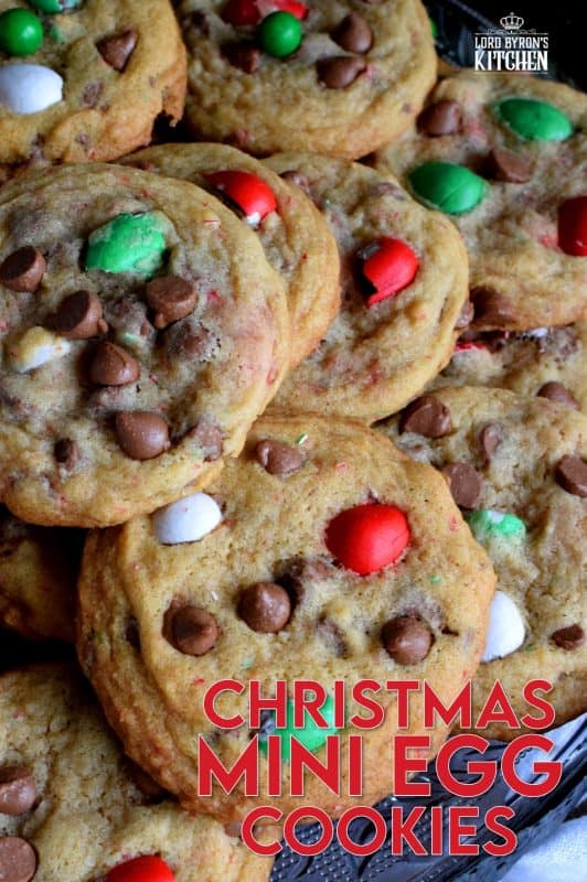 This recipe upgrades classic chocolate chip cookies with Christmas-themed mini eggs - festive, delicious, and addictive too! These cookies are for the serious chocolate lover, because these are loaded to the max with milk chocolate goodness! #cadbury #hershey #eggies #minieggs #christmas #holiday #baking