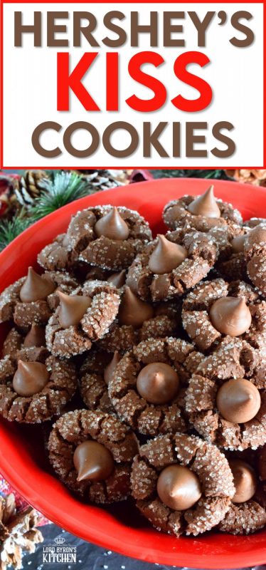 A deliciously decadent chocolate cookie, coated in sugar, and topped with a chocolate kiss, Hershey's Kiss Cookies are a perfect holiday treat that everyone will love! Want my advice? Make a lot of these, because they will disappear quite quickly! #hersheys #kiss #cookies #christmas #holiday #baking