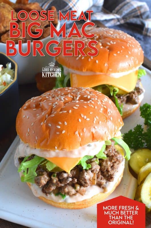 Sometimes the best recipes are those that combine two or more unique ideas. Loose Meat Big Mac Burgers taste just like a Big Mac, are made like a Loose Meat Sandwich, and look like a Sloppy Joe! Get your mouth around this burger and taste just how good fresh and homemade can be! #copycatrecipes #bigmac #sloppyjoe #loosemeat #burgers #sandwich #ground beef #mcdonalds