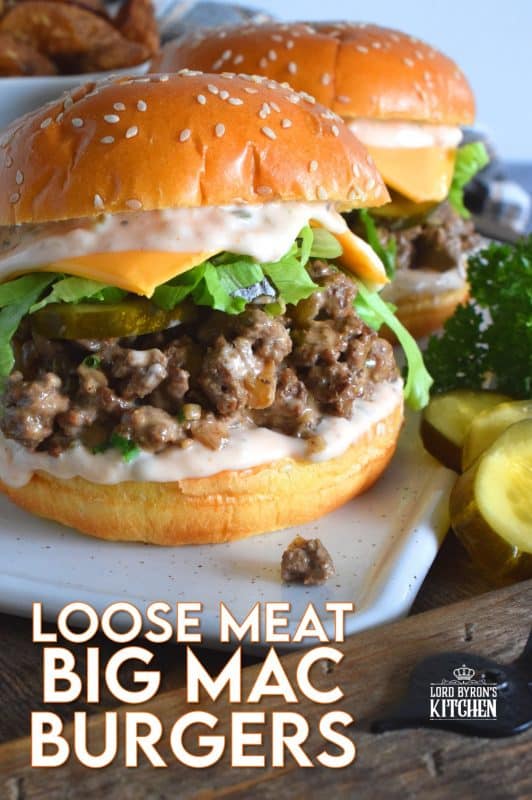 Sometimes the best recipes are those that combine two or more unique ideas. Loose Meat Big Mac Burgers taste just like a Big Mac, are made like a Loose Meat Sandwich, and look like a Sloppy Joe! Get your mouth around this burger and taste just how good fresh and homemade can be! #copycatrecipes #bigmac #sloppyjoe #loosemeat #burgers #sandwich #ground beef #mcdonalds