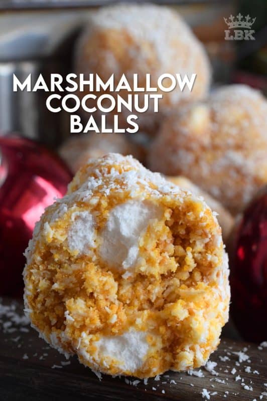 A nostalgic Newfoundland Christmastime confection, Marshmallow Coconut Balls are a no-bake cookie that will quickly become your new holiday favourite! If you add chocolate chips to the mix, they're almost like s'mores! #marshmallow #balls #christmas #holiday #nobake