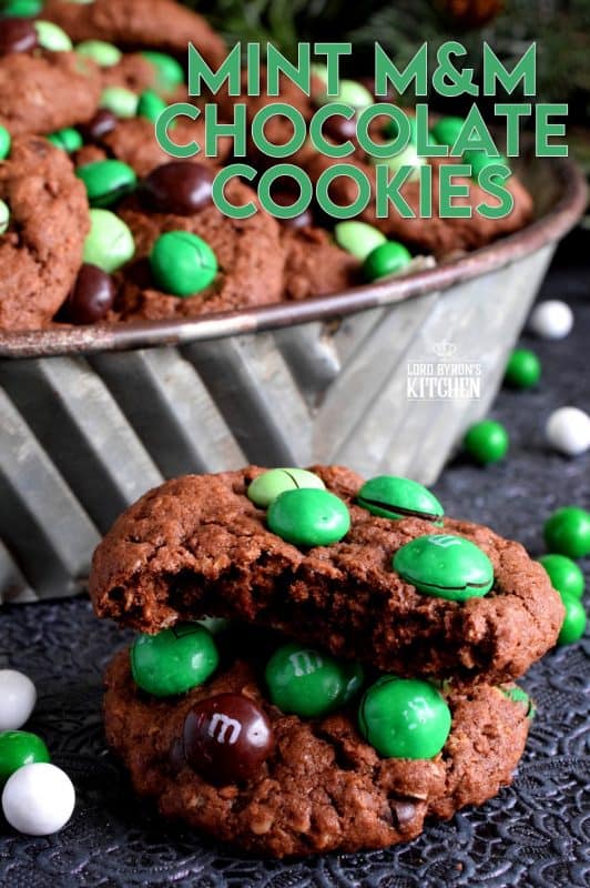 Mint Chocolate M&M Cookies are meant for the serious mint and chocolate lover. Loaded with chocolate mint candy, and packed with cocoa, these cookies are super moist and chewy! Don't care for mint? You can use your favourite M&M flavour and use vanilla extract instead of peppermint! #M&M #mint #cookies #christmas #holiday #baking