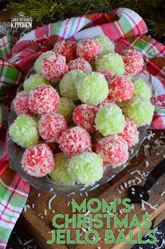 No baking, no melting, and just one mixing bowl! Mom's Christmas Jello Balls are one of the easiest cookies you'll make this holiday season! And, not only that, they taste great too! Use any flavour or colour of Jello you want! #jello #coconut #balls #christmas #holiday #nobake #kids