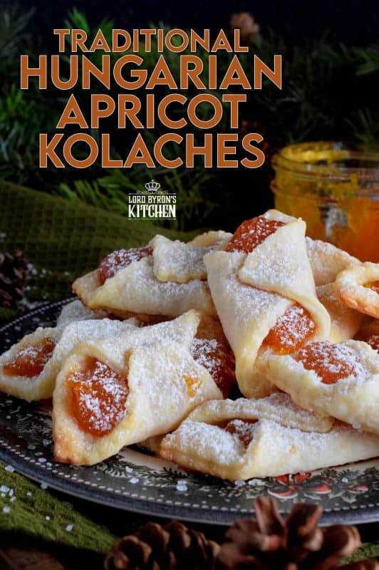 Traditional Hungarian Kolaches are cookies made with a cream cheese dough and filled with apricot jam; they are very common at Christmastime. These are the type of cookies that makes it hard to just have one! Perfect with an afternoon coffee on a stormy winter day! #christmas #holiday #baking #hungarian #kolaches #traditional #cookies #jam