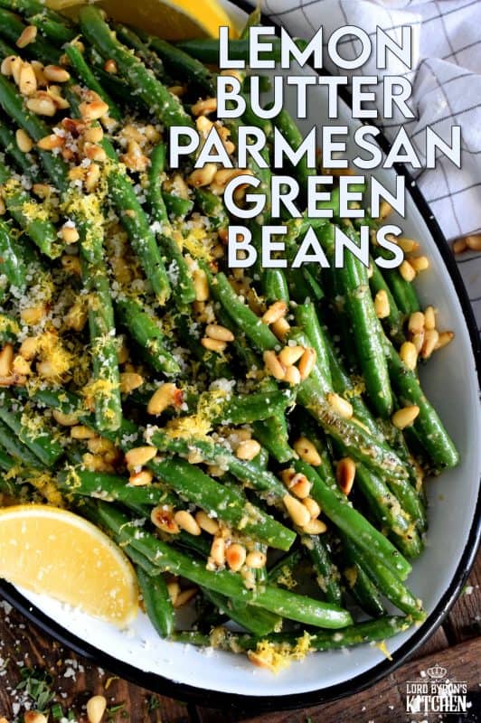 One of the easiest and most satisfying side dishes is green beans - especially with lemon butter, parmesan, and pine nuts! Sautéed Lemon Butter Parmesan Green Beans are the new green bean casserole! #greenbeans #thanksgiving #recipes #sauteed #fried #cheese