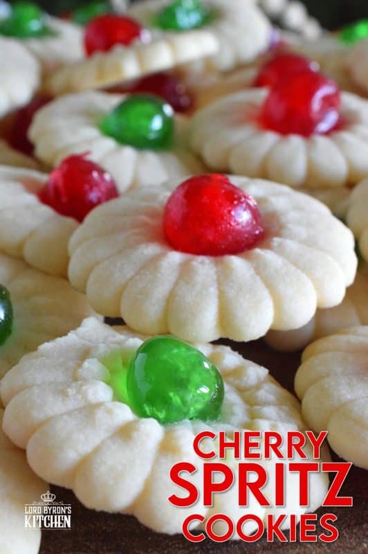 A good spritz cookie should taste slightly sweet and buttery. The cookie should be slightly crumbly, but not dry, and it should melt on your tongue. Nothing is more Christmassy than Cherry Spritz Cookies! It's a long-standing holiday favourite and this one screams cheerful with those brightly coloured candied cherries! #candiedcherries #spritz #spritzcookies #baking #christmas #holiday #redandgreen