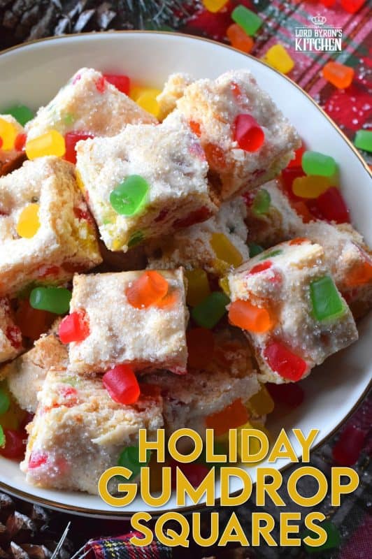 Sometimes a recipe needs to be quick and easy. That's exactly what these Holiday Gumdrop Squares are - and, there's only 4 ingredients in the whole recipe! These are simple to make too, because it's a mix, pour, and bake type of recipe. When fully cooled, cut into squares and enjoy! #condensedmilk #gumdrop #squares #christmas #holiday #baking