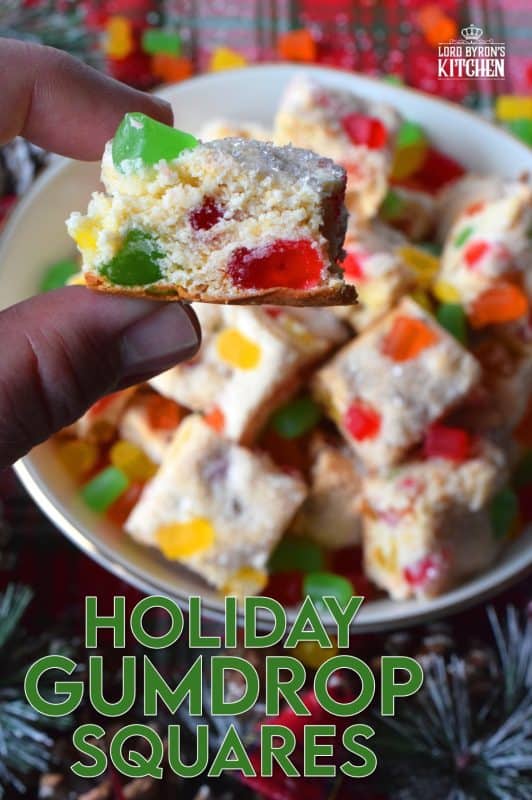 Sometimes a recipe needs to be quick and easy. That's exactly what these Holiday Gumdrop Squares are - and, there's only 4 ingredients in the whole recipe! These are simple to make too, because it's a mix, pour, and bake type of recipe. When fully cooled, cut into squares and enjoy! #condensedmilk #gumdrop #squares #christmas #holiday #baking