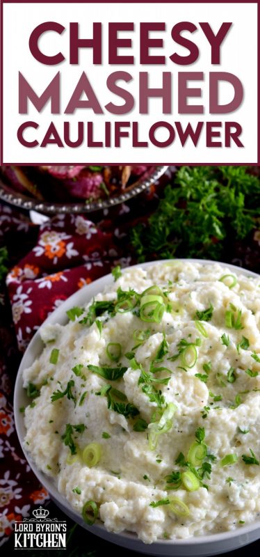 A mashed potato substitute that's health conscious and free of butter and heavy cream. Cheesy Mashed Cauliflower is creamy, flavourful, and delicious without all of the calories and extra fat. The addition of fresh green onions adds a crisp, refreshing taste. #cauliflower #creamcheese #mashedcauliflower #potatoalternative #mashed #thanksgiving #sidedish
