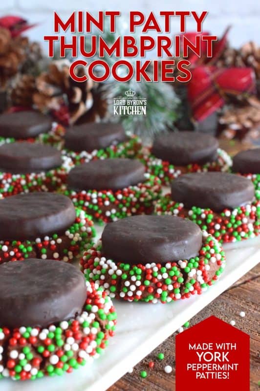 Christmastime is synonymous with thumbprint cookies, most often prepared with chocolates or preserves. So, let's shake it up a bit by pressing chocolate mint patties into the cookie dough. These are the perfect holiday confection for the mint lover in your life! #yorkpeppermint #peppermint #patties #mint #christmas #holiday #baking #thumbprint #cookies
