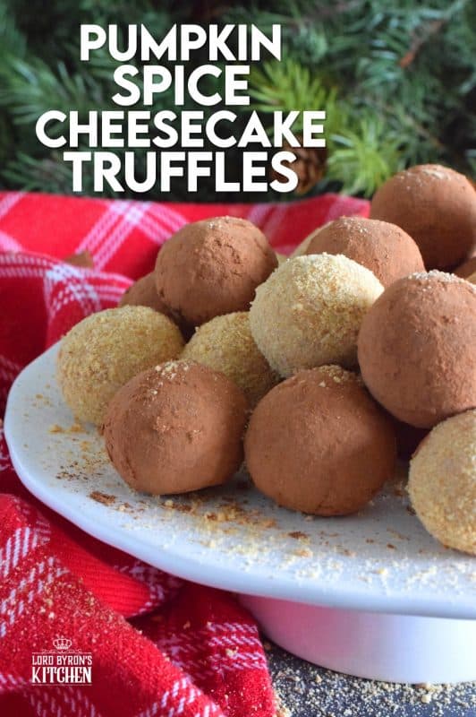 These one-bite Pumpkin Spice Cheesecake Truffles taste just like a slice of classic cheesecake with the perfect amount of pumpkin spice flavour. After all, a cheesecake should always taste like a cheesecake first, followed by a hint of flavouring from an additional topping or ingredient. These are absolutely delicious! #pumpkinspice #nobake #truffles #christmas #holiday #creamcheese