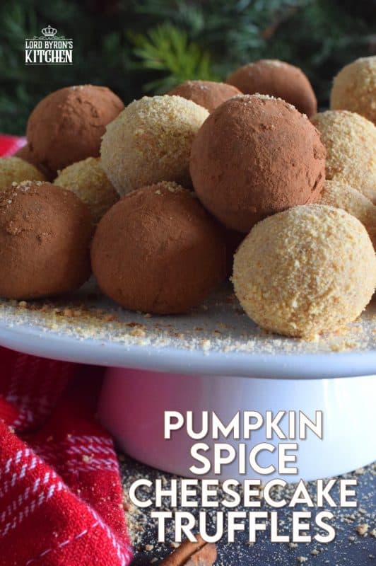 These one-bite Pumpkin Spice Cheesecake Truffles taste just like a slice of classic cheesecake with the perfect amount of pumpkin spice flavour. After all, a cheesecake should always taste like a cheesecake first, followed by a hint of flavouring from an additional topping or ingredient. These are absolutely delicious! #pumpkinspice #nobake #truffles #christmas #holiday #creamcheese