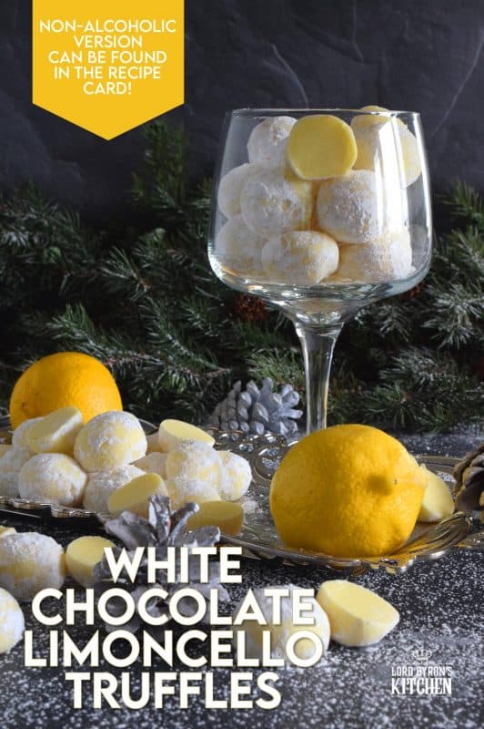 If you love lemon, White Chocolate Limoncello Truffles will make you a very happy person! Prepared with white chocolate, lemon zest, and limoncello liqueur, these truffles are perfectly sweet and sour. These pale yellow delights will melt in your mouth! #christmas #whitechocolate #holiday #nobake #truffles #limoncello #boozy