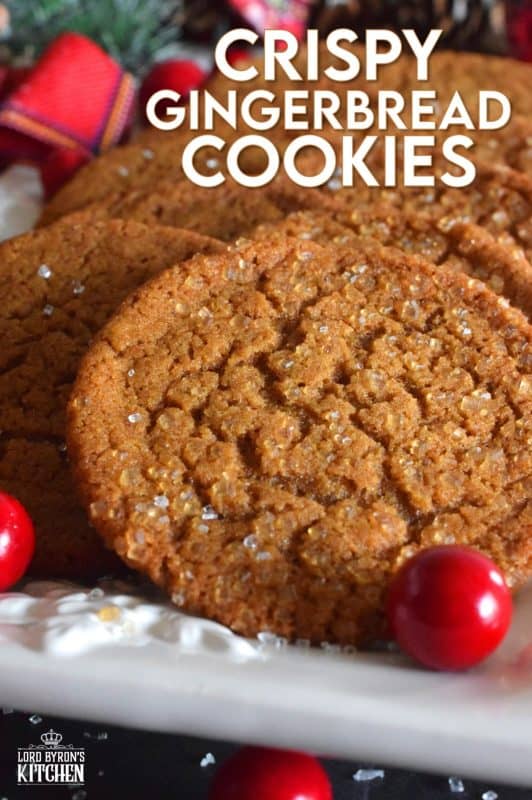 What is Christmas without gingerbread? Crispy Gingerbread Cookies will fulfill all of those cravings for homestyle, comforting, holiday flavours! Everyone loves gingerbread, but not everyone has the patience or time to roll out dough and dig out the cookie cutters. These cookies have that classic flavour you crave baked into a flat, crispy cookie - no decorating skills or rolling pins needed! #gingerbread #crispy #cookies #christmas #molasses
