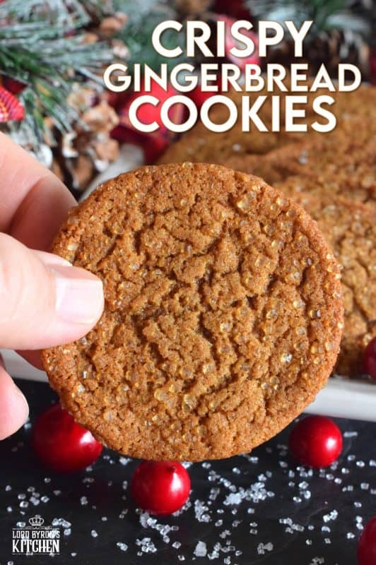 What is Christmas without gingerbread? Crispy Gingerbread Cookies will fulfill all of those cravings for homestyle, comforting, holiday flavours! Everyone loves gingerbread, but not everyone has the patience or time to roll out dough and dig out the cookie cutters. These cookies have that classic flavour you crave baked into a flat, crispy cookie - no decorating skills or rolling pins needed! #gingerbread #crispy #cookies #christmas #molasses