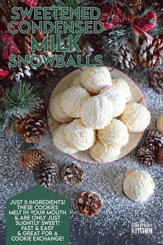 Prepared with only five ingredients, Sweetened Condensed Milk Snowballs are light and fluffy, and only slightly sweet. They look plain and drab, but they are quite delicious, very easy to make, and extremely budget friendly too! #christmas #holiday #baking #condensedmilk #eaglebrand #cookies