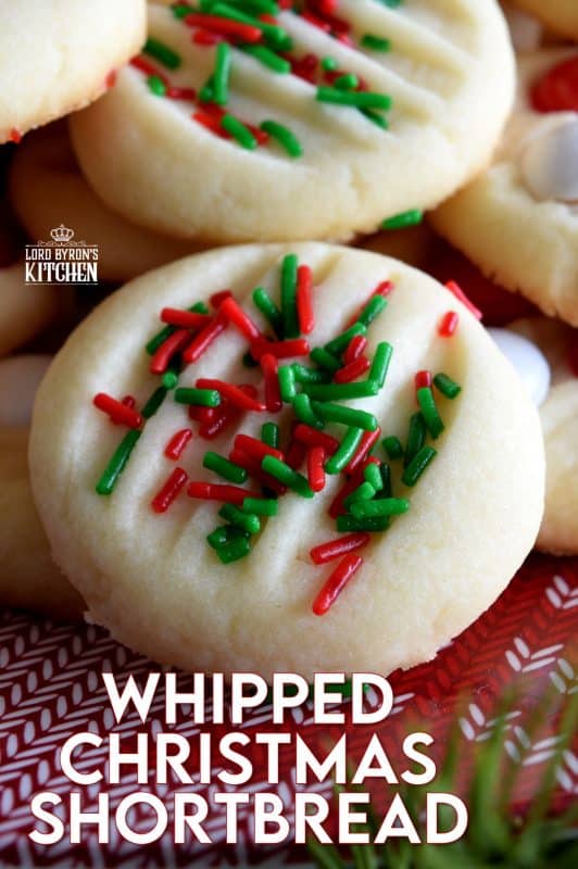 Christmastime is rushed and hurried; who has time for rolling pins and chilling dough? With this Whipped Christmas Shortbread recipe, you can have shortbread cookies ready to eat in less than 30 minutes! #shortbread #whipped #christmas #holiday #baking