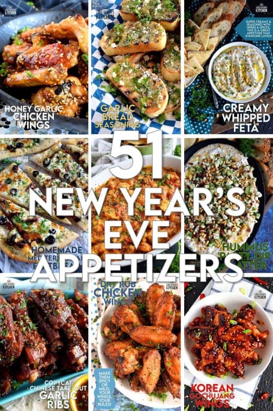 New Year's Eve is about two things in our home - avoiding the crowds by staying at home and watching movies, and pigging out on lots of appetizers and finger foods! I've put together a list of 51 New Year's Eve Appetizers that will make staying at home so much more enjoyable than an overcrowded club or bar! #fingerfoods #nye #appetizers #partyfood