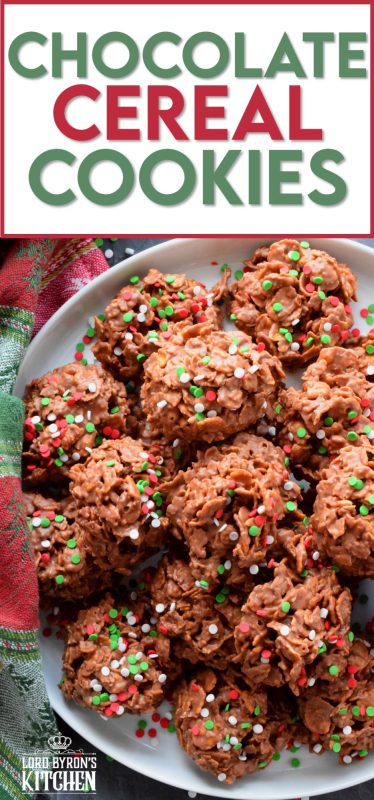 So simple, so easy, and so delicious! Chocolate Cereal Cookies are perfect for sharing and a great option for holiday cookie exchange parties. If you’re looking for a budget-friendly cookie that you can whip up in a hurry, this is it! All you need is 4 ingredients and 10 minutes! #christmas #holiday #nobake #chocolate #cookies