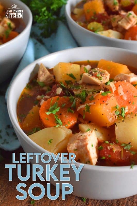 A hearty and wholesome soup prepared with fresh root vegetables, rice, and leftover turkey breast meat. Put leftover holiday turkey to good use with this Leftover Turkey Soup recipe! #leftover #turkey #soup #homemade