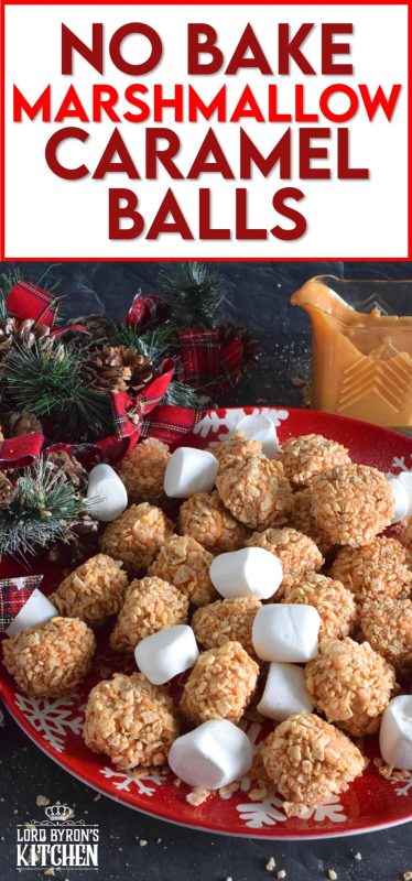 Large, fluffy marshmallows are dipped into a silky, smooth, and thick caramel, and then rolled into crushed cereal; these Marshmallow Caramel Balls are chilled until ready to eat! Super freezer friendly, but can be easily stored in your refrigerator for well over a week! #caramel #marshmallow #nobake #christmas #holidays #sweetenedmilk