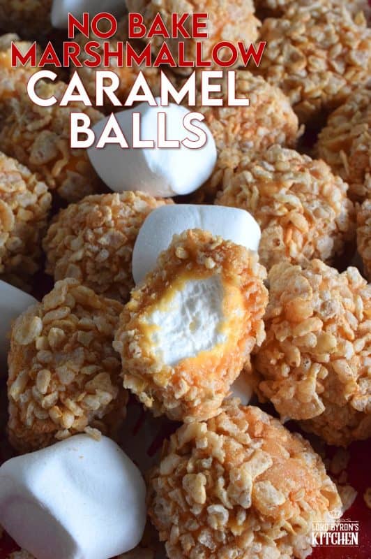 Large, fluffy marshmallows are dipped into a silky, smooth, and thick caramel, and then rolled into crushed cereal; these Marshmallow Caramel Balls are chilled until ready to eat! Super freezer friendly, but can be easily stored in your refrigerator for well over a week! #caramel #marshmallow #nobake #christmas #holidays #sweetenedmilk