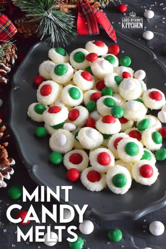 Quick and easy Mint Candy Melts is the perfect last-minute, no-bake confection. Package these beauties in little cellophane bags and tie with a festive ribbon to give to friends and neighbours. These would make a lovely take-home goodie bag too! #m&m #mint #peppermint #nobake #christmas #candy