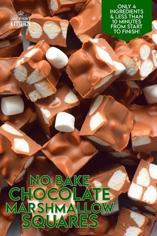 In all probability, this will be the best thing you will eat this holiday season. No Bake Chocolate Marshmallow Squares are prepared with only four ingredients and comes together in just minutes with the help of a microwave. These are decadent and rich, and you won't be able to stop eating them! #christmas #holidays #chocolate #nobake #peanutbutter #treats