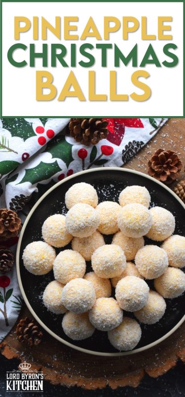 For some people, Christmas isn't all about snow covered hills and warm, cozy cottages in the countryside. For some people, Christmas is warm and sunny, and filled with tropical flavours, just like the flavours found in these Pineapple Christmas Balls! #christmas #holiday #nobake #balls #pineapple #tropical