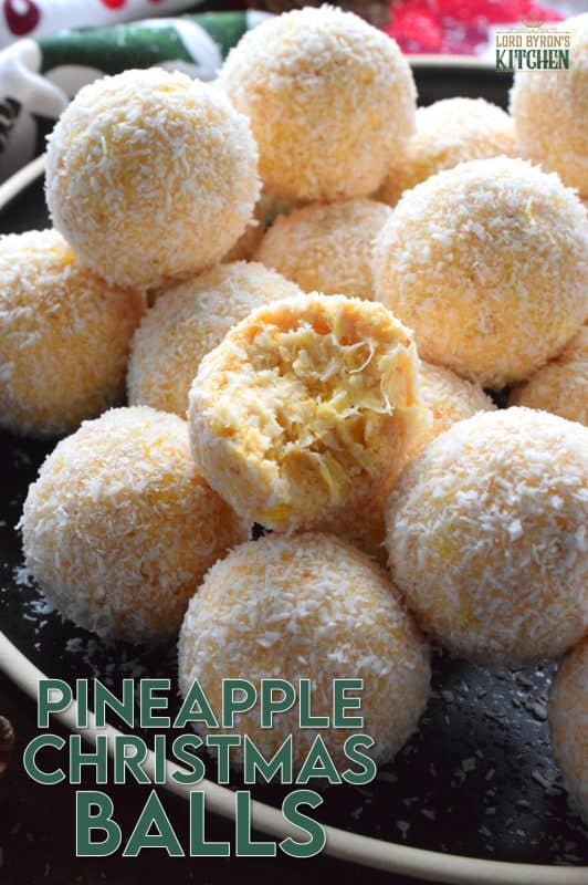 For some people, Christmas isn't all about snow covered hills and warm, cozy cottages in the countryside. For some people, Christmas is warm and sunny, and filled with tropical flavours, just like the flavours found in these Pineapple Christmas Balls! #christmas #holiday #nobake #balls #pineapple #tropical
