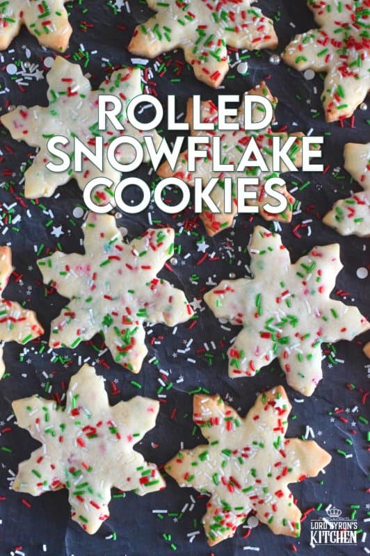 This easy-to-make cookie looks great and tastes even better! Using only four ingredients, Rolled Snowflake Cookies are for those who love to make holiday cookies with rolling pins and cookie cutters. No frosting skills needed here! #christmas #holiday #cookies #cookiecutter