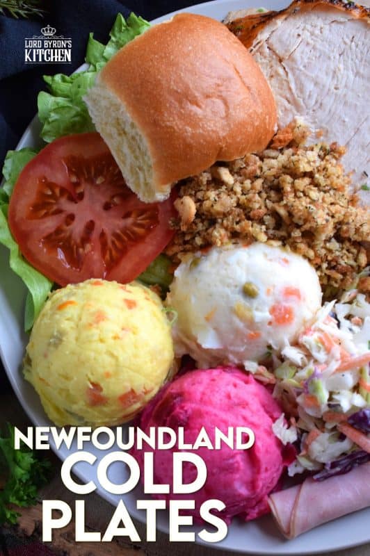 A hearty meal for hard-working people, Cold Plates are a very traditional Newfoundland Sunday night supper. It also happens to be my personal favourite! Consisting of three different types of potato salad, a pasta salad, coleslaw, and more, this meal is certainly hearty and filling! #newfoundland #recipes #cold #plates #traditional