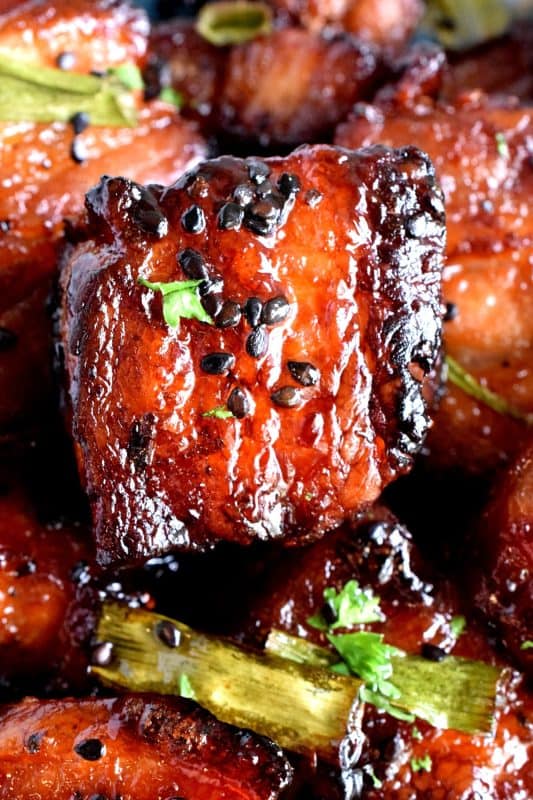 An indulgent dish that takes hold of your senses and doesn't apologize - Easy Baked Pork Belly is slightly spicy with hints of saltiness and sweetness; it's super moist and super delicious! #pork #belly #baked #porkbelly #theotherwhitemeat #asiancooking