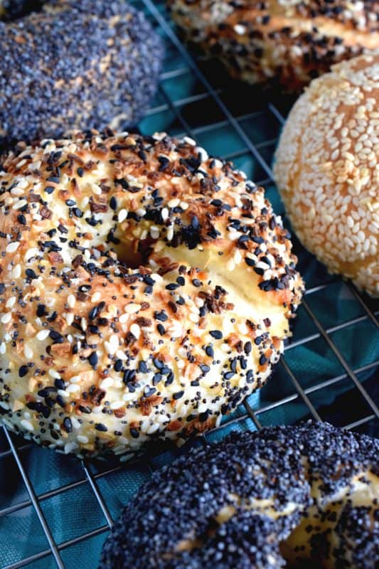 Yogurt and flour are all you need to make these Weight Watchers Bagels! The topping is up to you - everything seasoning, poppy or sesame seeds, or just plain. Only 3 points per bagel! #WW #smartpoints #weightwatchers #bagels #points