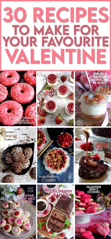 This collection of 30 Valentine's Day Recipes has something for everyone! Whether you are head-over-heels in love, or you avoid the day completely by staying in bed, there is bound to be a fun and festive sweet treat in the collection that you will love sinking your teeth into! #valentines #pinkfood #shareablerecipes #recipesforvalentinesday