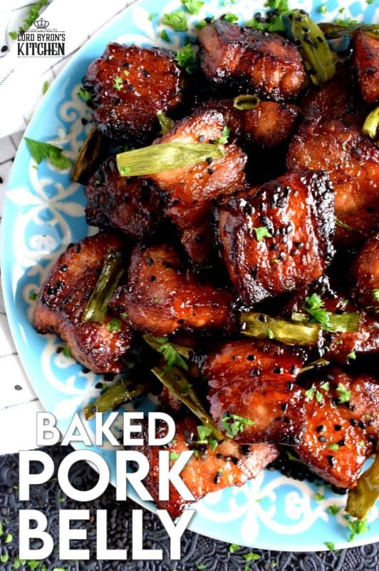 An indulgent dish that takes hold of your senses and doesn't apologize - Easy Baked Pork Belly is slightly spicy with hints of saltiness and sweetness; it's super moist and super delicious! #pork #belly #baked #porkbelly #theotherwhitemeat #asiancooking