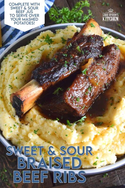There's just no beating the flavour combination of sweet and sour; it's simple, inexpensive, rustic, and delicious. Sweet and Sour Braised Beef Ribs are easy to prepare and delightfully indulgent! #beefribs #shortribs #sweetandsour #braised #braising #ribs