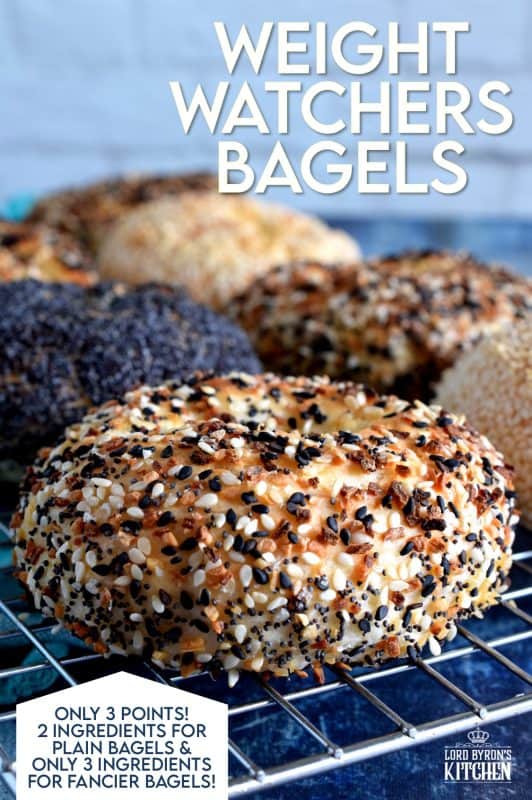 Yogurt and flour is all you need to make these Weight Watchers Bagels! The topping is up to you - everything seasoning, poppy or sesame seeds, or just plain. Only 3 points per bagel! #WW #smartpoints #weightwatchers #bagels #points