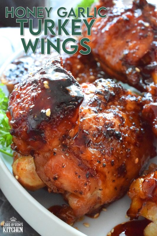 My all-time favourite ingredient combination, which is garlic and honey, are the dominant flavours in these Honey Garlic Turkey Wings. If you ever feel like there's not enough meat on a chicken wing, give turkey wings a try! They are super moist and more filling too!! #honeygarlic #turkey #turkeywings #wings