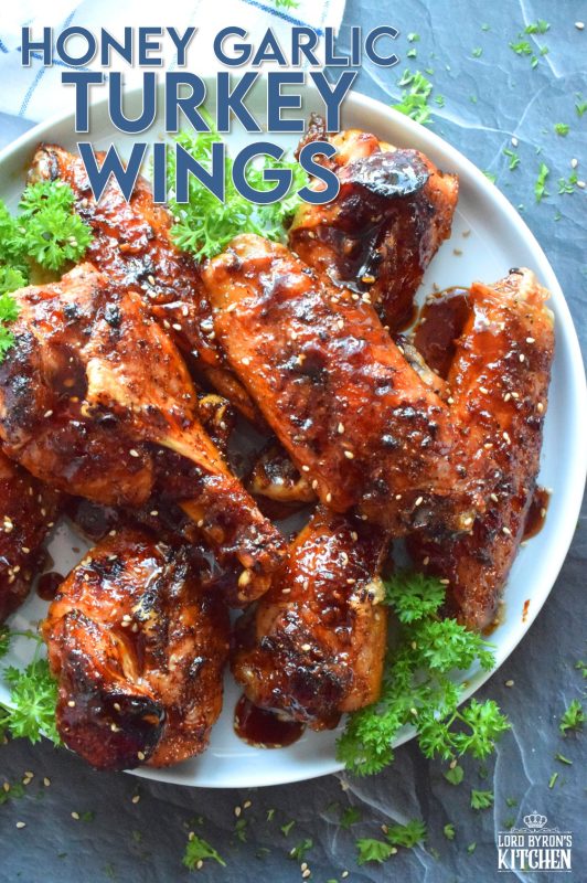 My all-time favourite ingredient combination, which is garlic and honey, are the dominant flavours in these Honey Garlic Turkey Wings. If you ever feel like there's not enough meat on a chicken wing, give turkey wings a try! They are super moist and more filling too!! #honeygarlic #turkey #turkeywings #wings