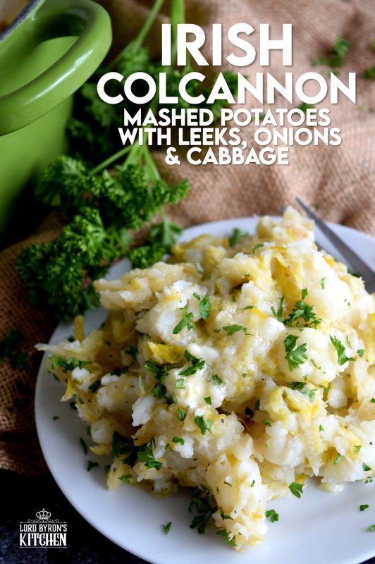 Colcannon is a popular version of Irish mashed potatoes. I make mine with leeks and cabbage which results in a delicious side dish - no gravy needed with these mashed potatoes! #colcannon #stpatricksday #irishrecipes #irish #ireland #mashedpotatoes