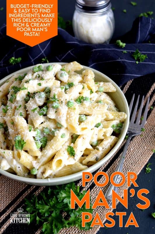 Poor Man's Pasta is a hearty, yet simple pasta dish made with a few inexpensive ingredients. It's cheesy, garlicky, creamy, and deliciously rich in flavour! This pasta has complete disregard for things like fat and carbs! #pasta #budget #cheaprecipes