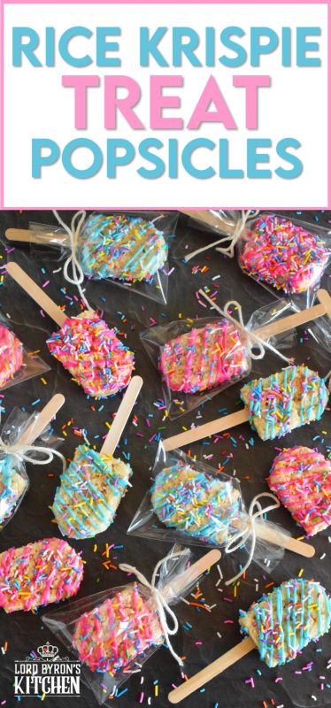 These cute little treats are so easy to make and just in time for Easter! Rice Krispie Treat Popsicles are a no-bake treat with so many decorating options! Choose your base, choose your drizzle colours, and choose your sprinkles. Perfect for kids, but great for adults who like to play with their food too! #ricekrispietreat #ricekrispies #popsicles #nobake #eastertreats #easter