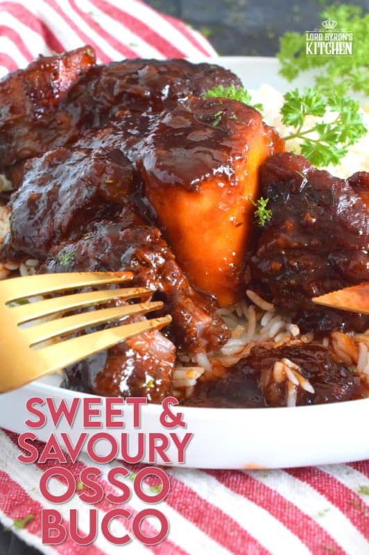 These super moist and tender veal shanks are braised in a rich tomato, white wine, and brown sugar-based sauce. The secret to this delicious Sweet and Savoury Osso Buco, is allowing the meat to cook slowly over low heat in a covered pan for hours. One cannot rush perfection and this osso buco recipe is most certainly perfect! #ossobuco #veal #vealshanks #osso #buco
