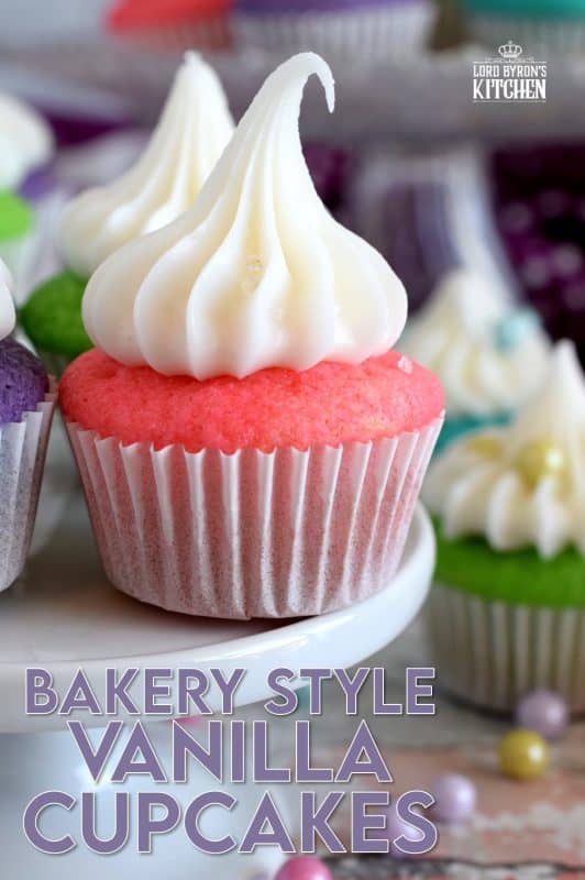 A classic vanilla cupcake recipe, which has been all gussied up for a delightful springtime affair; Bakery Style Mini Vanilla Cupcakes are super easy and fun to make without breaking the bank. #minicupcakes #bakerystyle #vanillacupcakes #birthdaycupcakes
