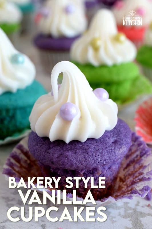 A classic vanilla cupcake recipe, which has been all gussied up for a delightful springtime affair; Bakery Style Mini Vanilla Cupcakes are super easy and fun to make without breaking the bank. #minicupcakes #bakerystyle #vanillacupcakes #birthdaycupcakes