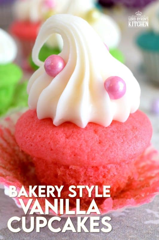 A classic vanilla cupcake recipe, which has been all gussied up for a delightful springtime affair; Bakery Style Mini Vanilla Cupcakes are super easy and fun to make without breaking the bank. #minicupcakes #bakerystyle #vanillacupcakes #birthdaycupcakes